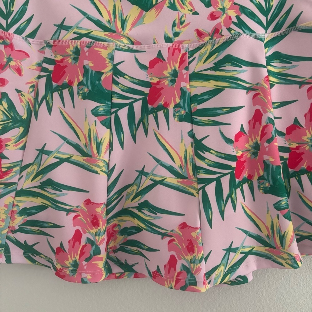 VOGO Athletica Tropical Floral Skort Pink Active Skirt w/ Built-In Shorts Size L - Picture 4 of 9